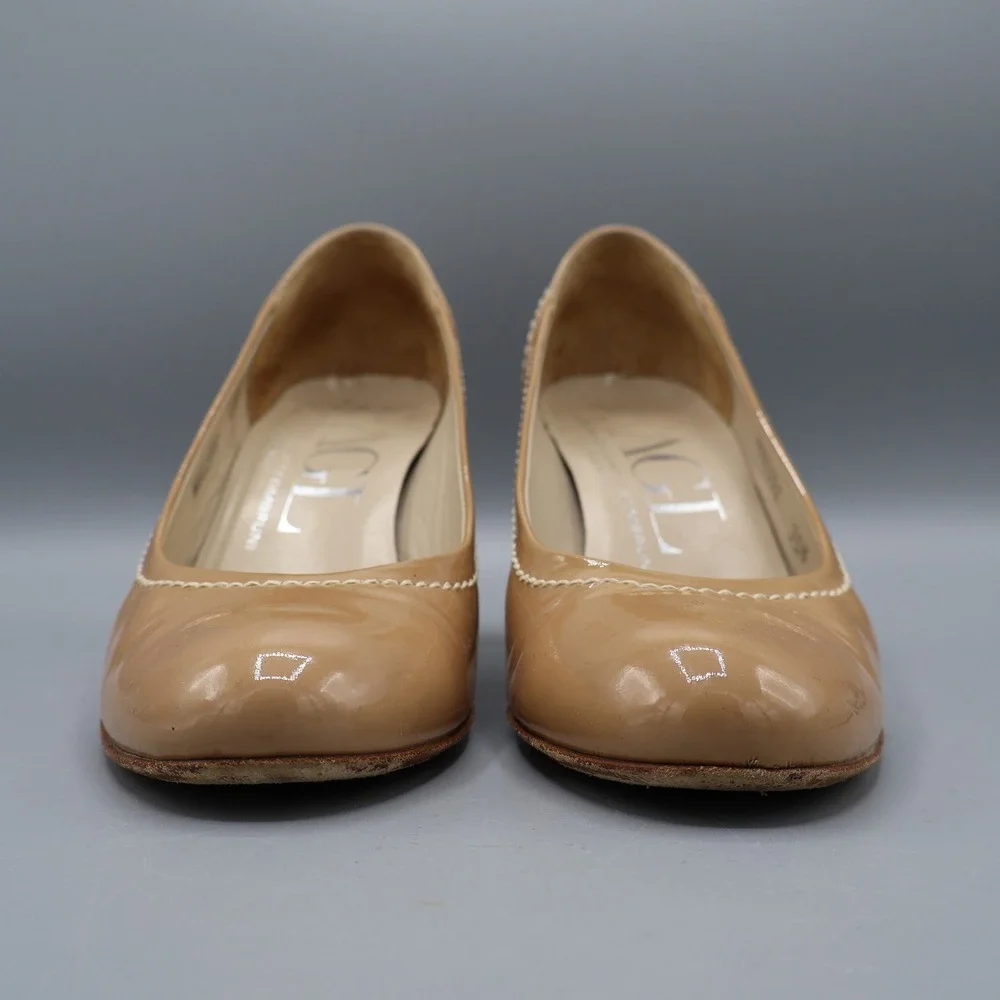 AGL Patent‎ Leather Pumps Womens 35.5 Tan Classic Old Money Career Professional